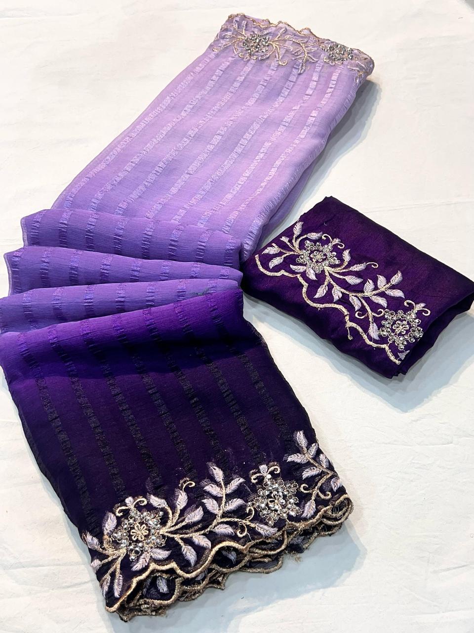 georgette 3d shaded saree