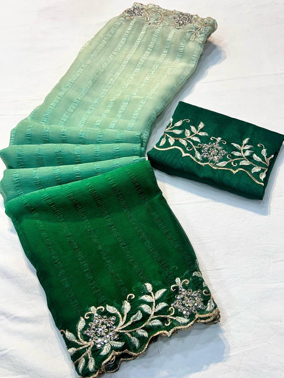 georgette 3d shaded saree