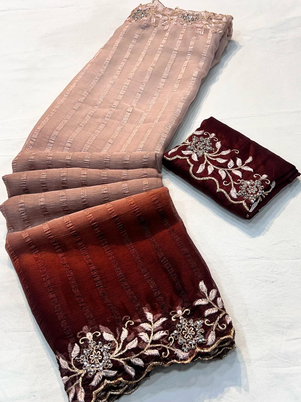 georgette 3d shaded saree