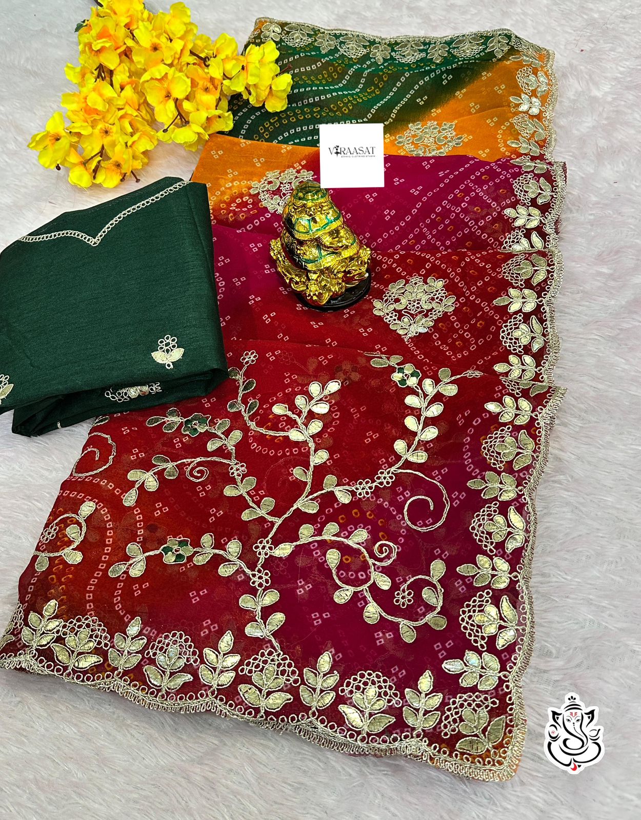 Georgette bandhej saree