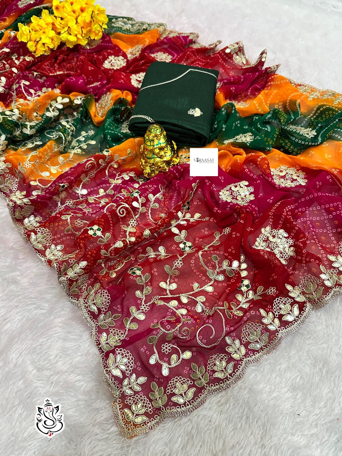 Georgette bandhej saree