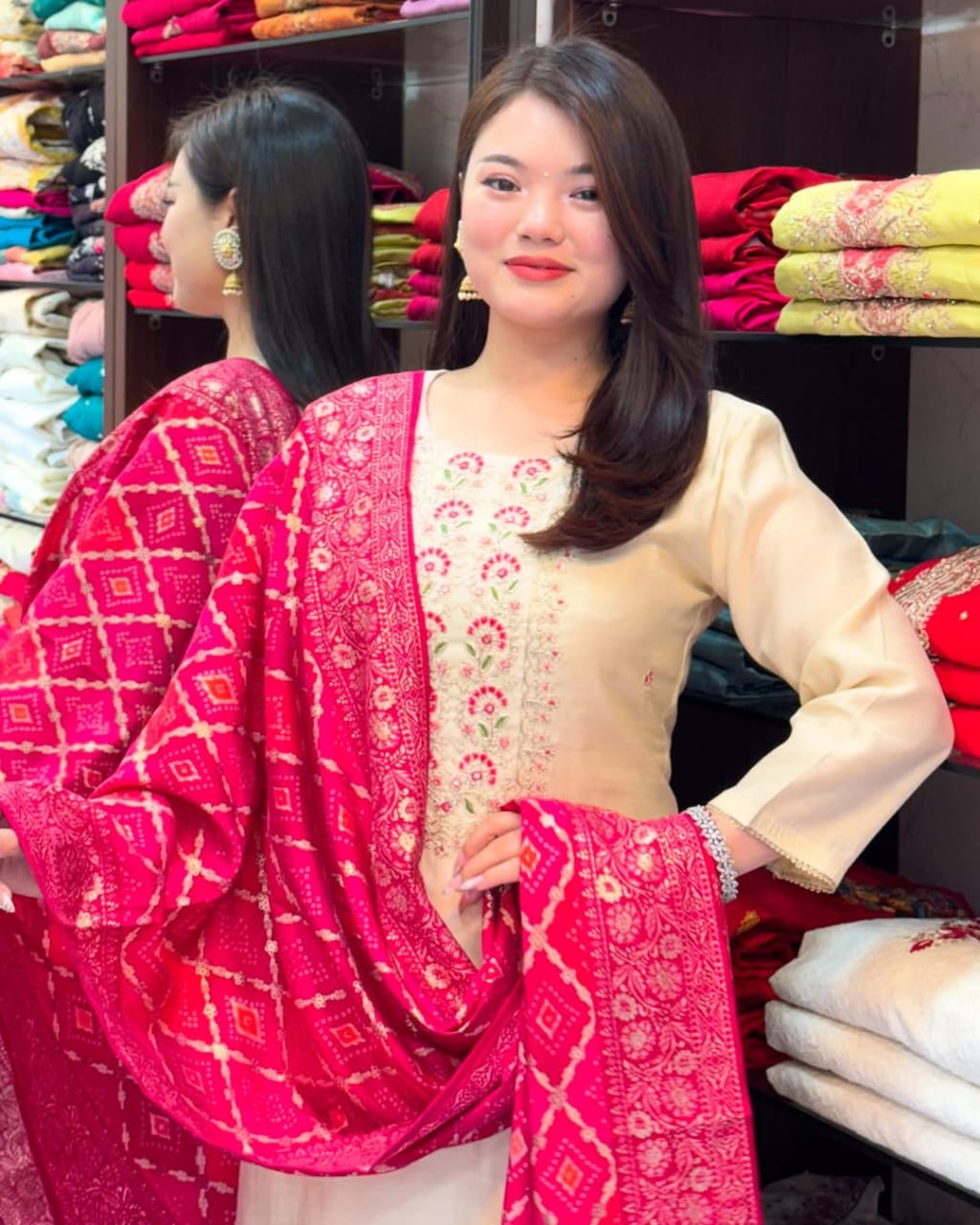 Banana Silk Kurti Pant Dupatta Set