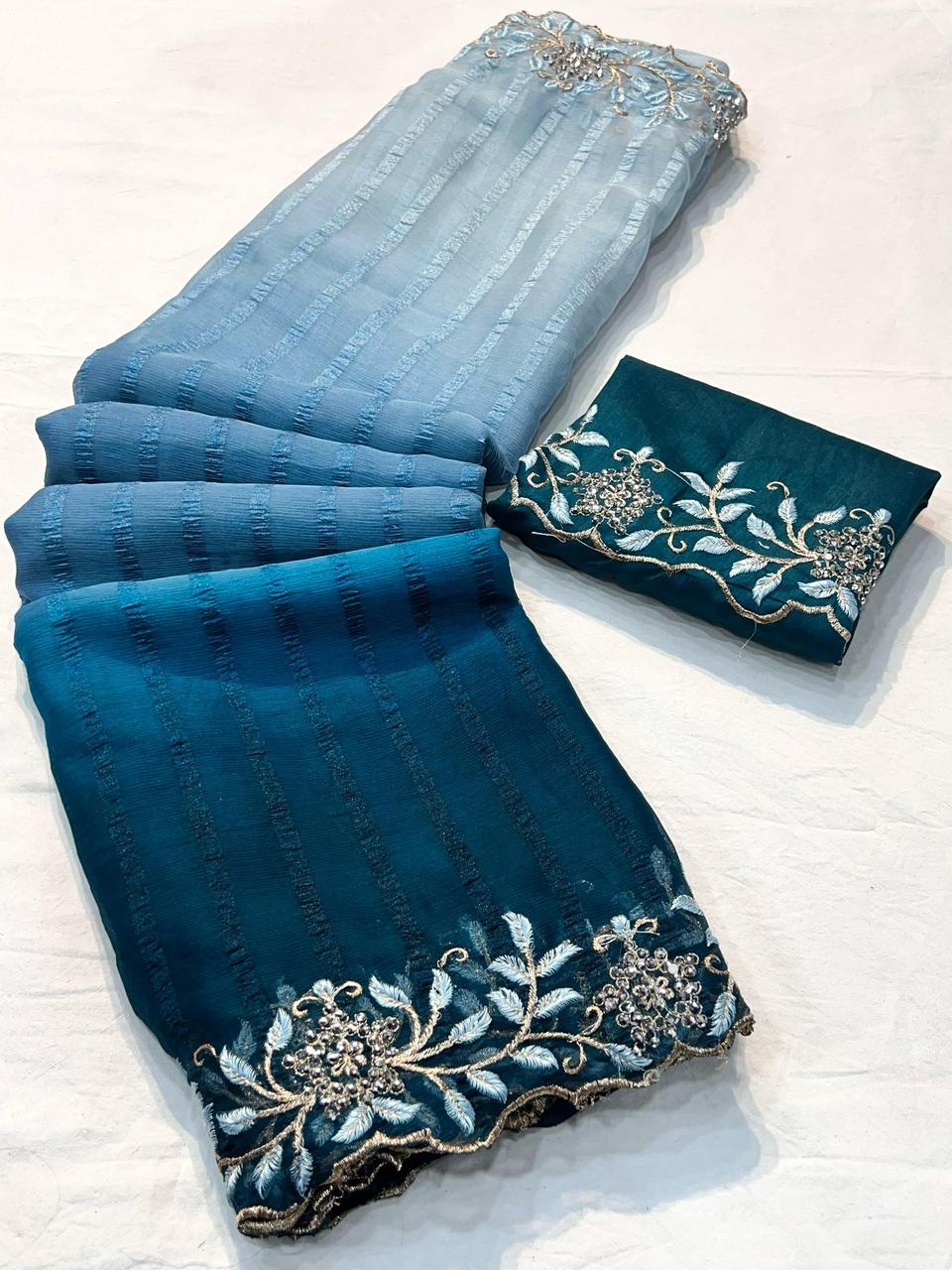georgette 3d shaded saree