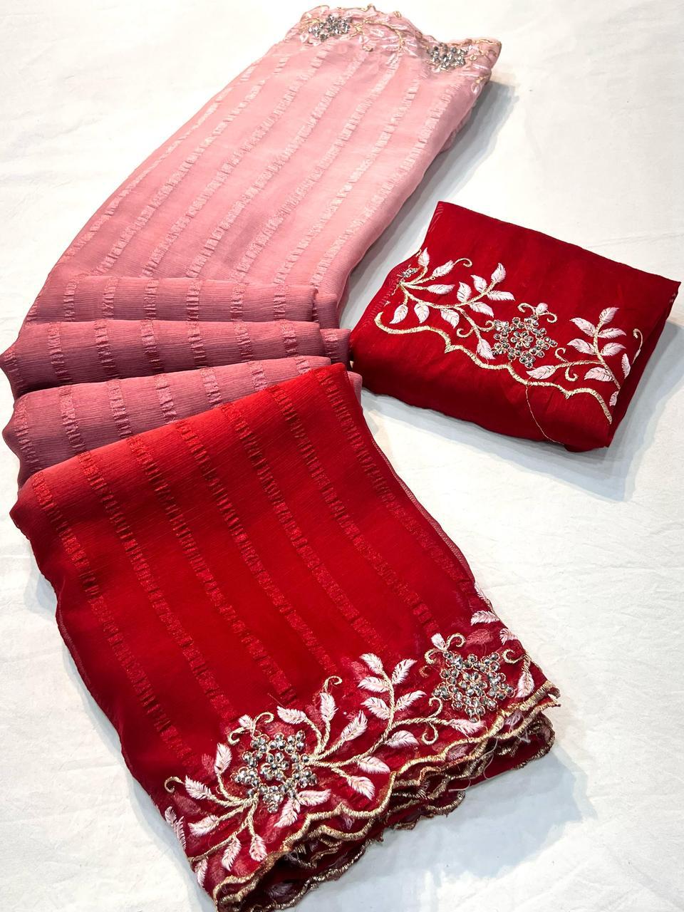 georgette 3d shaded saree