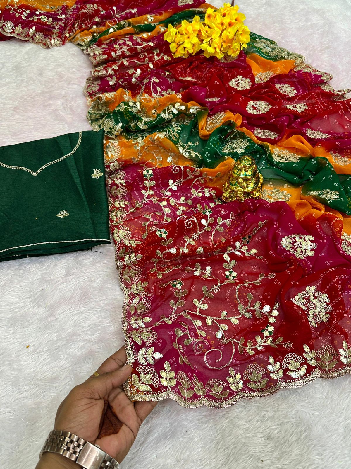 Georgette bandhej saree